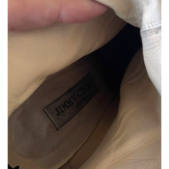 SOLD! Choo Woman's 7.5 Gathered LEATHER Riding Boots Knee High Flat Tall Brown - Picture 5 of 9